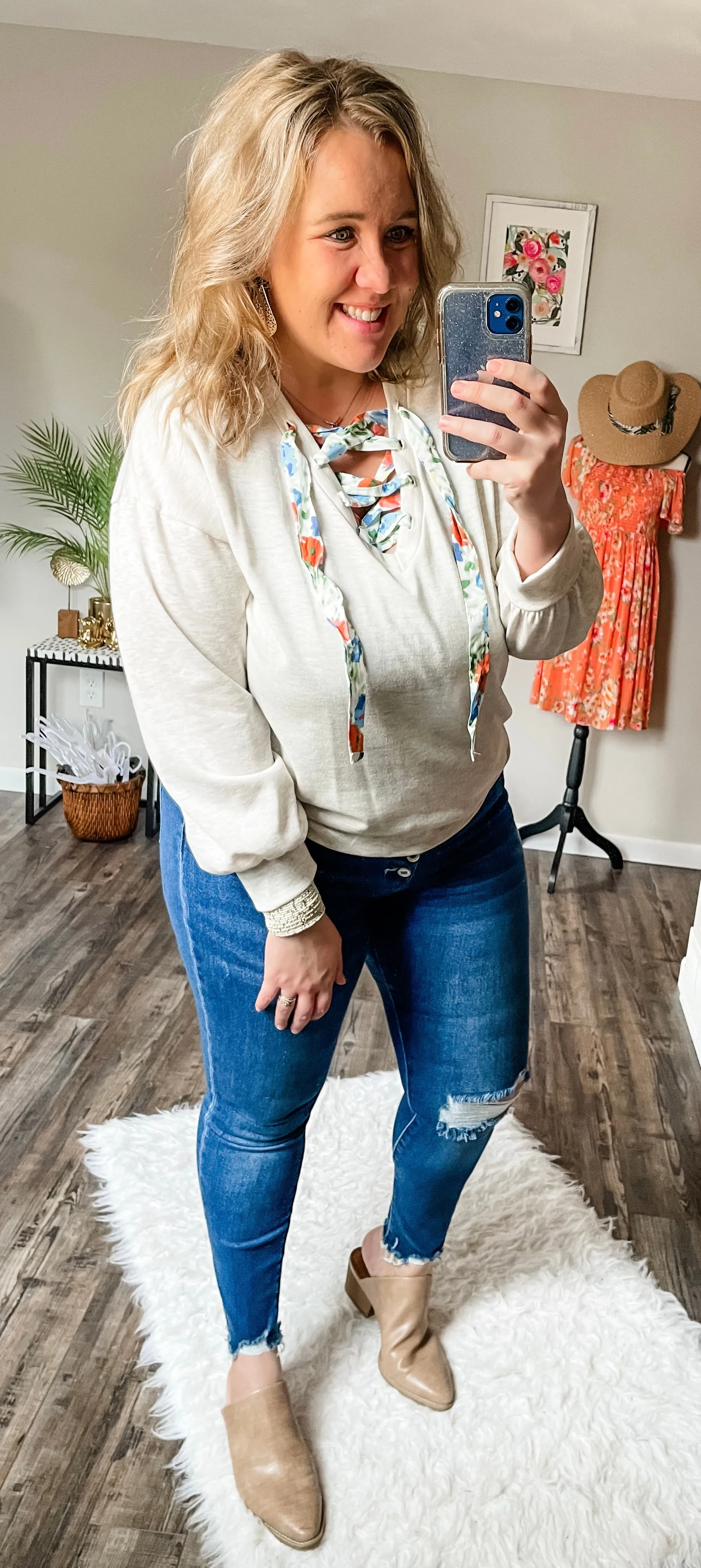 Lace up pullover