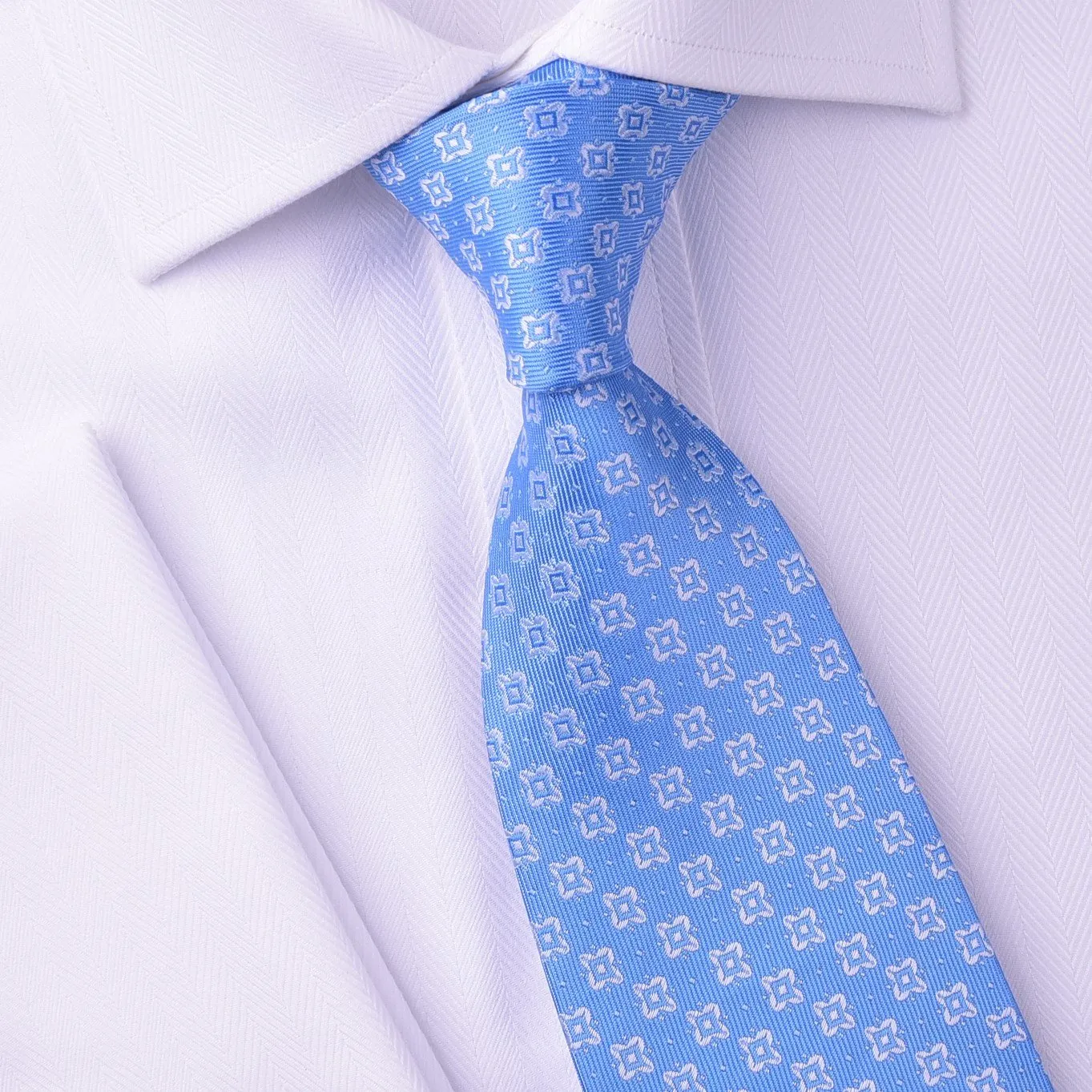 Light Blue Sparkling Starry Night Diamond Stars Woven Tie 8cm