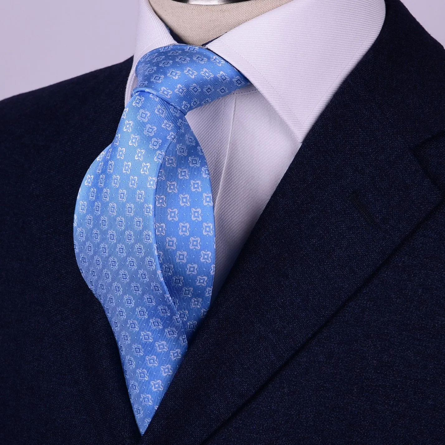 Light Blue Sparkling Starry Night Diamond Stars Woven Tie 8cm