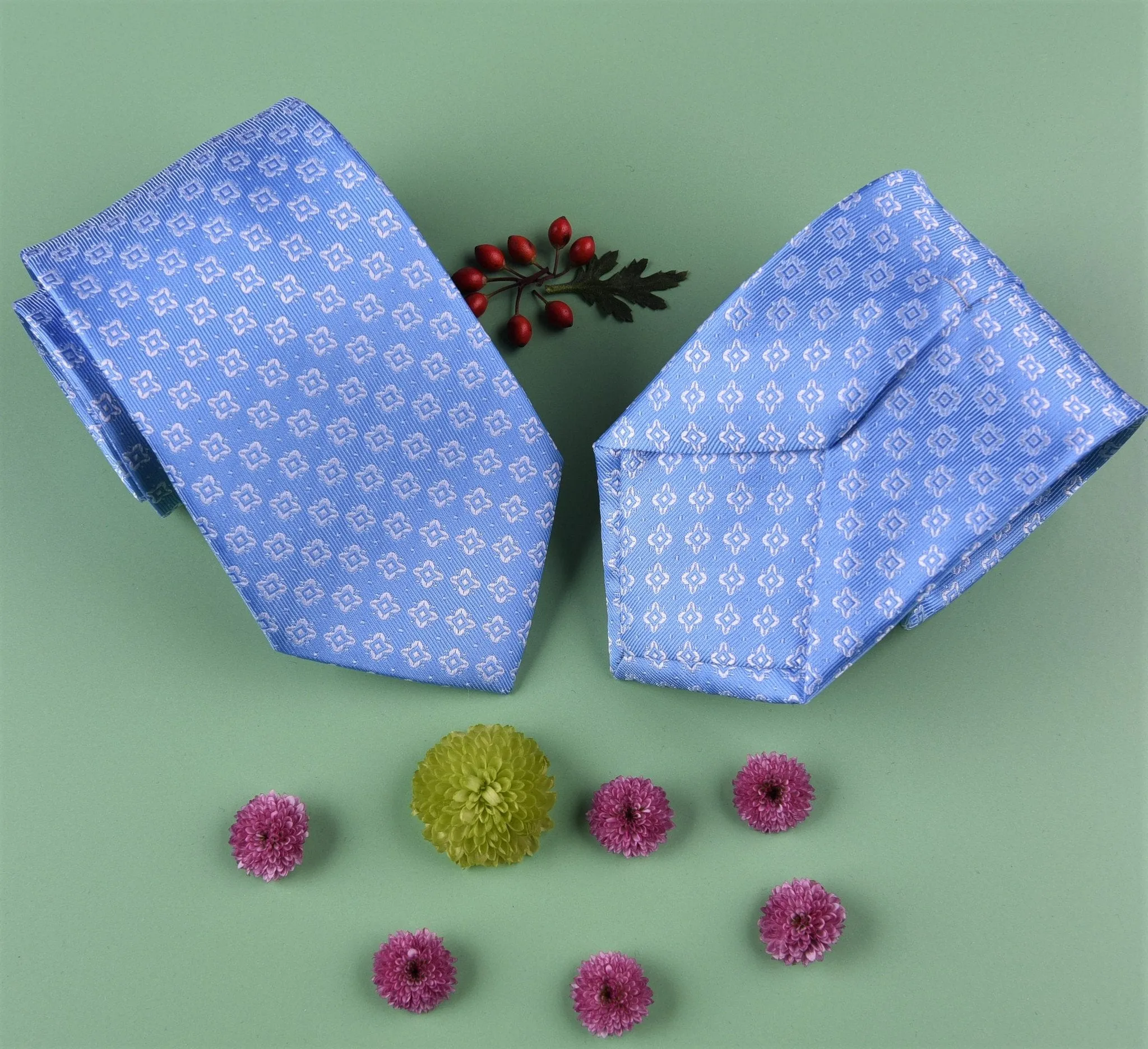 Light Blue Sparkling Starry Night Diamond Stars Woven Tie 8cm