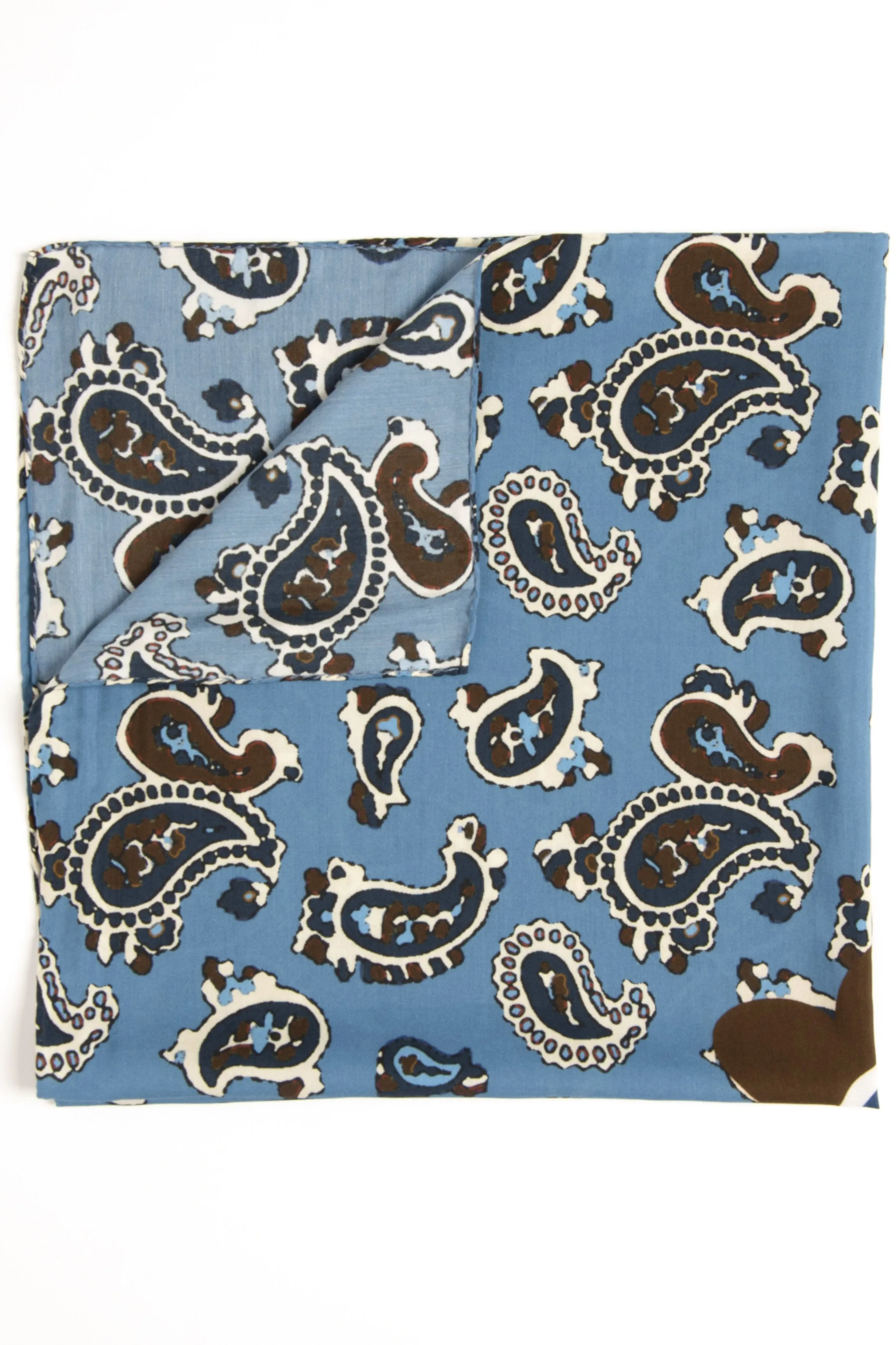 Light Blue Ultra Soft Silk & Cotton Paisley scarf 60