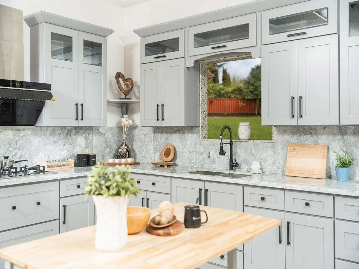 Light Gray Shaker Base Cabinet - One Door One Drawer 9", 12", 15", 18", 21"