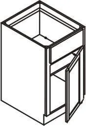 Light Gray Shaker Base Cabinet - One Door One Drawer 9", 12", 15", 18", 21"