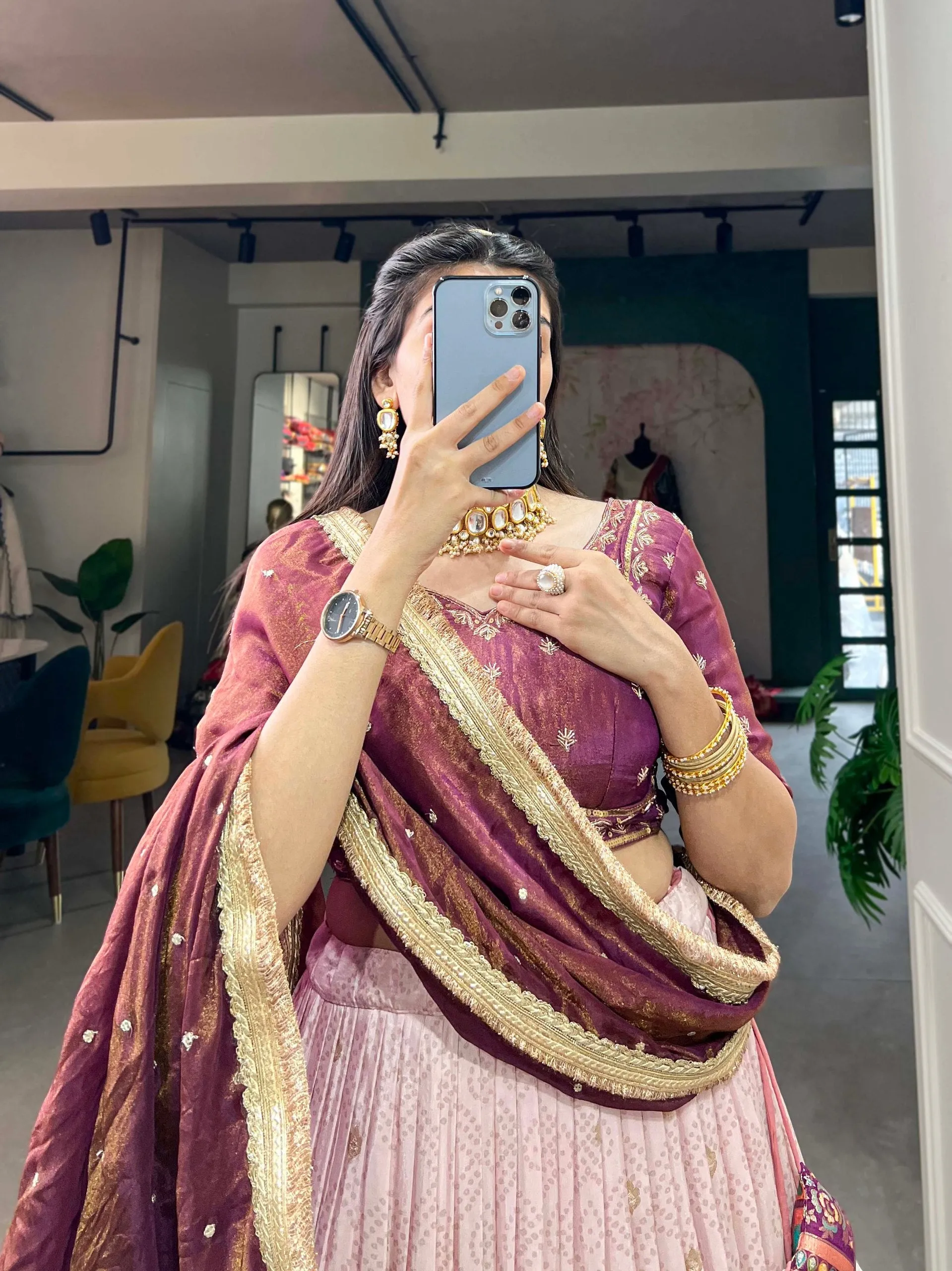 Light Pink Pure Viscose Jacquard Lehenga Choli with Zardosi Work