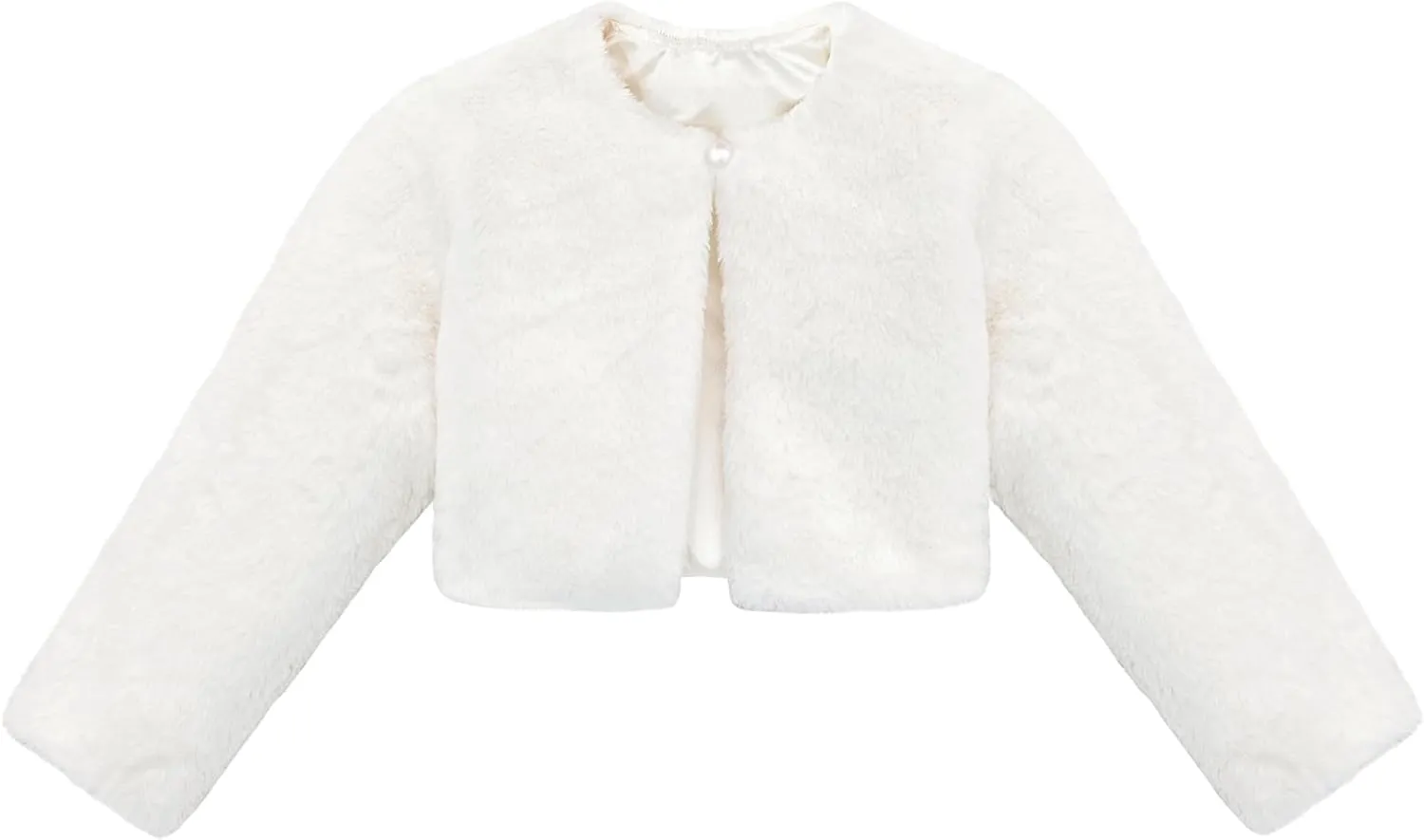 Lilax Girls Cozy Faux Fur Bolero Shrug Long Sleeve Crew Neck Dress Coat