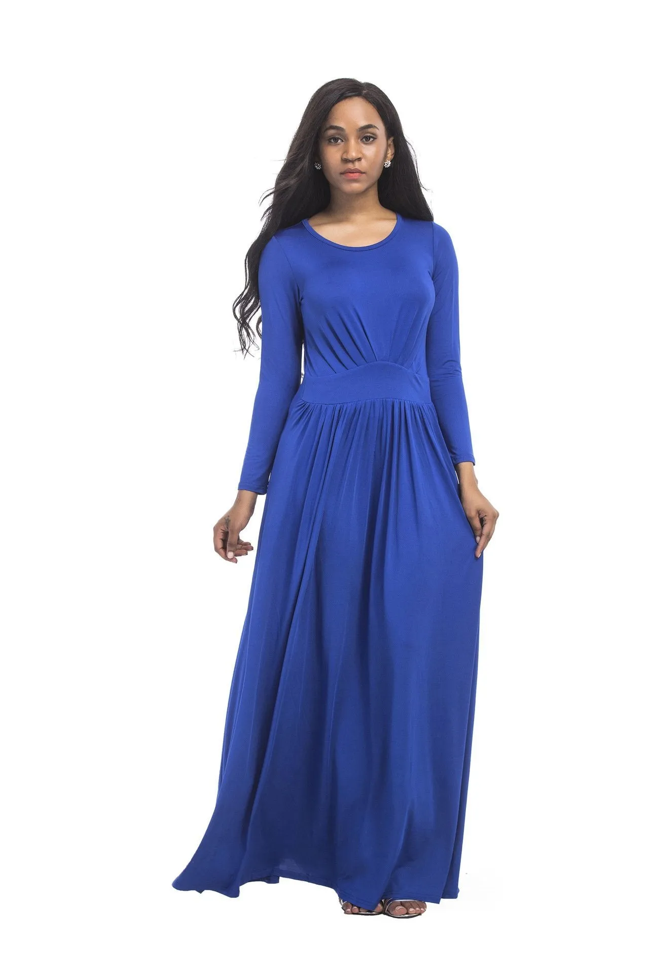 Long-sleeved crew neck plus size dress sexy plus size dress
