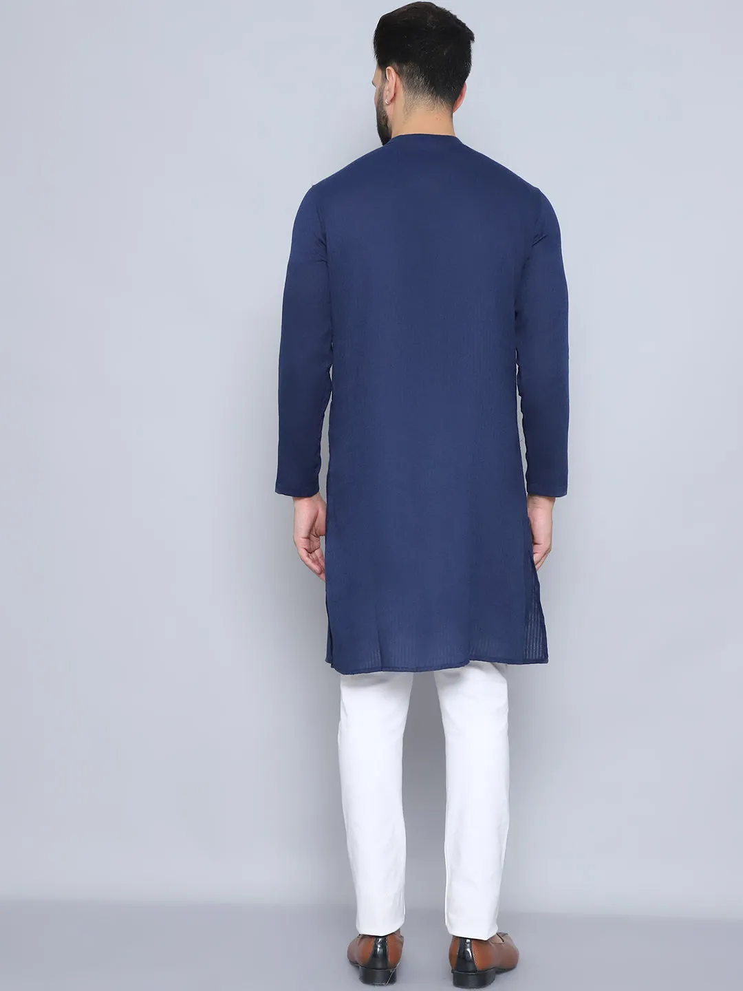 Men's Blue Pure Cotton Sherwani Kurta - Even Apparels