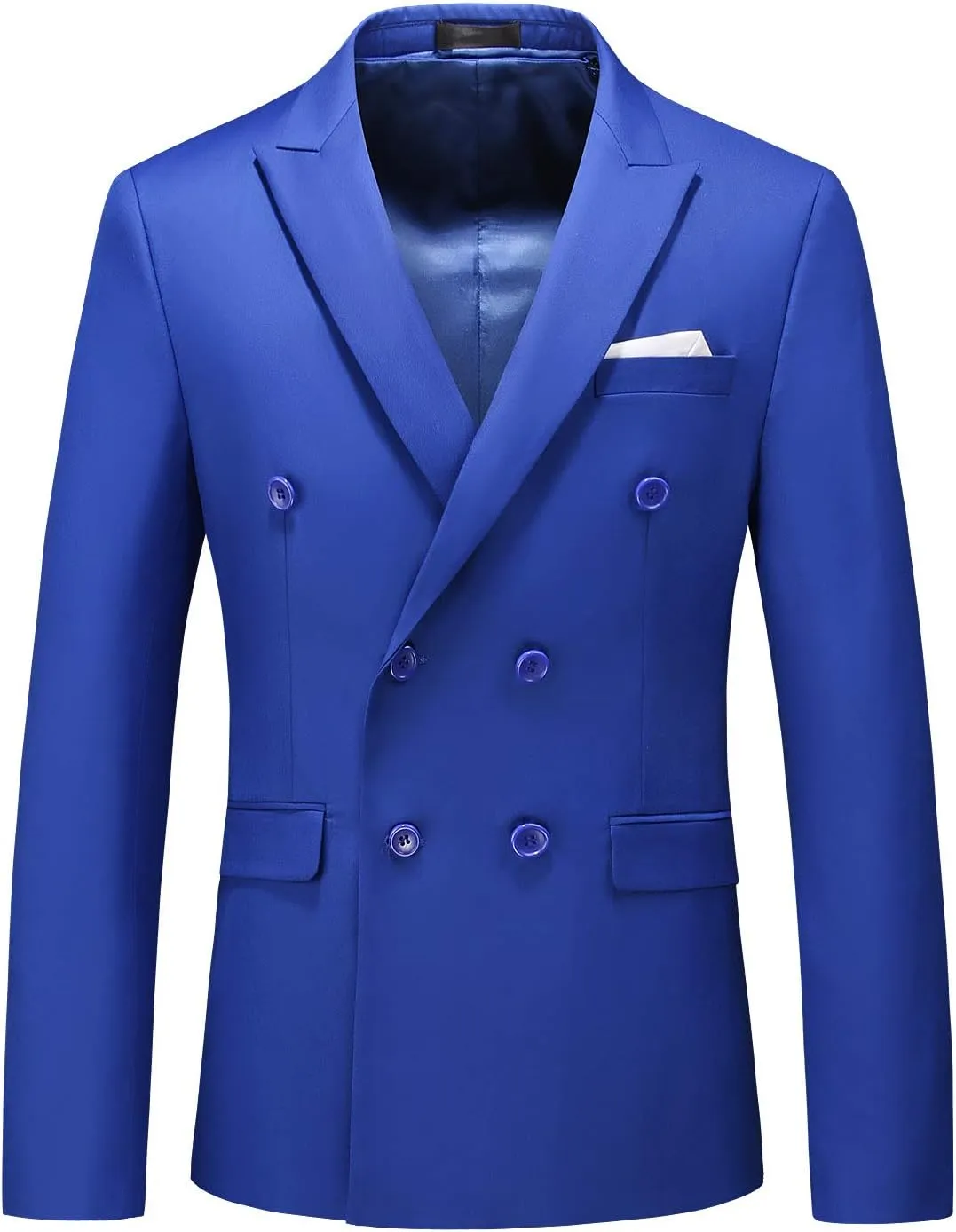 MOGU Men's Double-Breasted Suit Blazer Slim Fit Solid Color Sport Coat Jacket for Business, Wedding, Prom & Formal Events