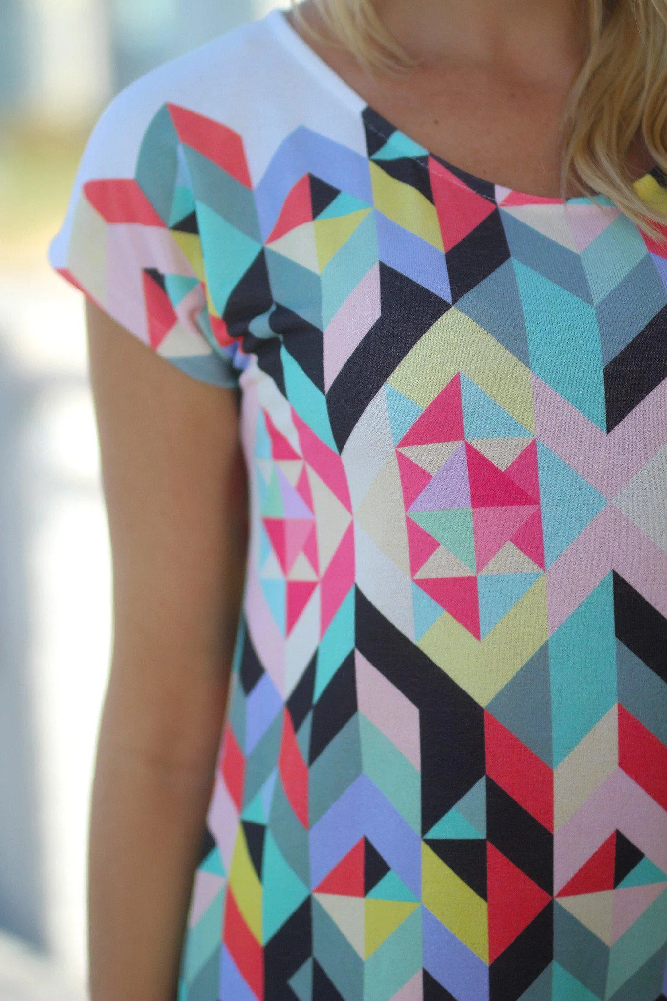 Multi Color Geometric Printed Dress