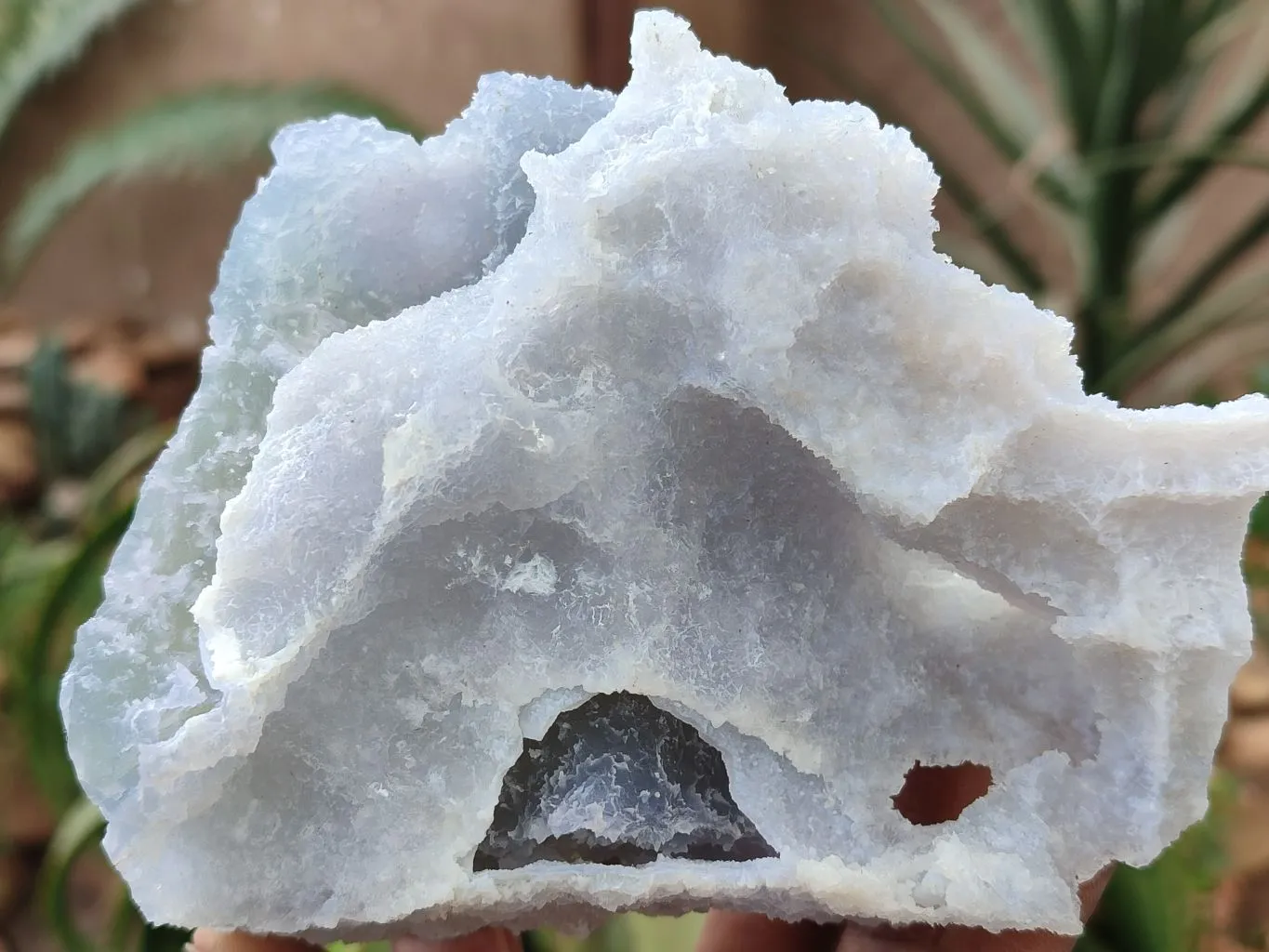 Natural Etched Blue Chalcedony Specimens x 3 From Malawi