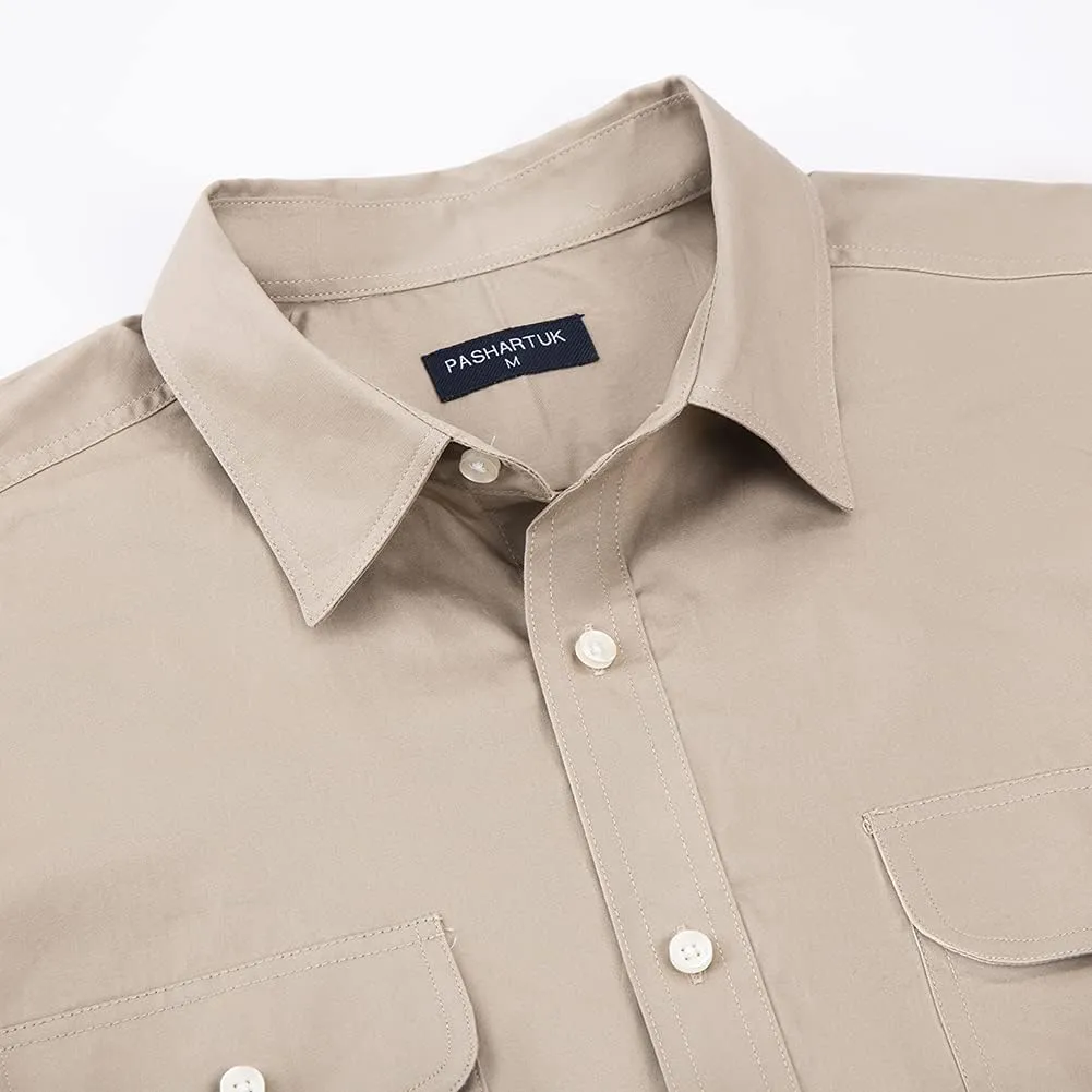PASHARTUK Cotton Regular Fit Mens Long Sleeve Shirts Button Down Shirts for Men