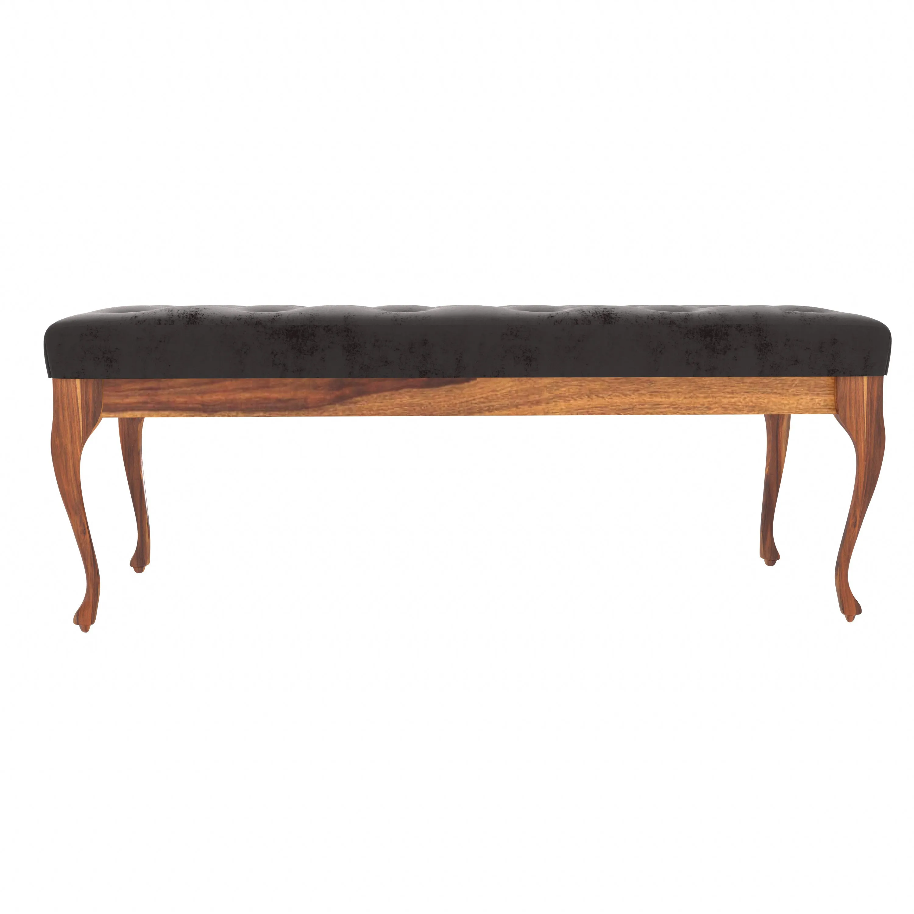 Premium Light Gray Puffed Wooden Seating Bench