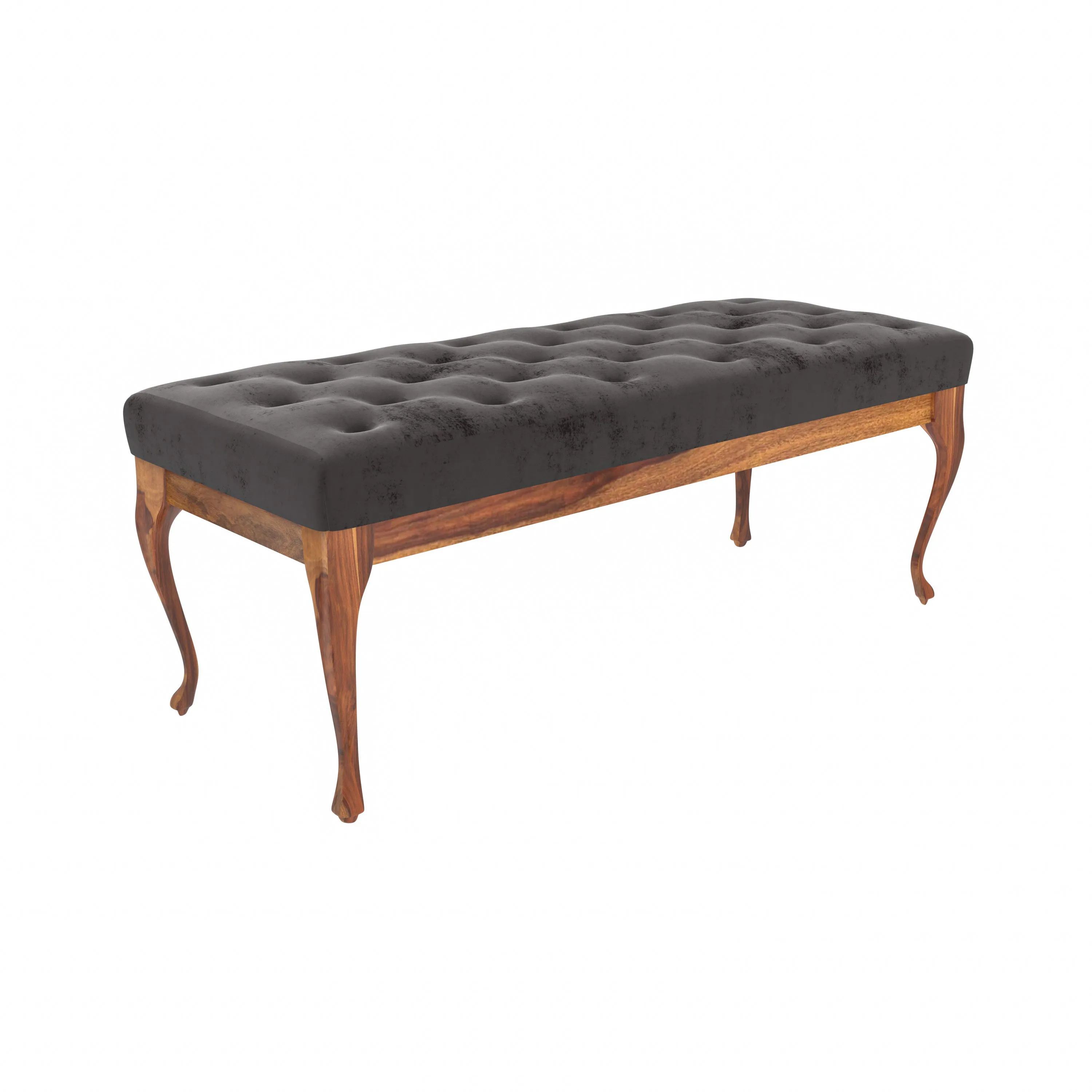 Premium Light Gray Puffed Wooden Seating Bench