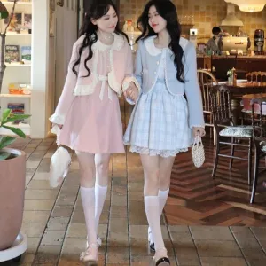 Princess' Poise Academy  Dress with Optional Top and Cardigan Sweater Set Kawaii Academia Y2K Cottagecore Coquette Fairycore Dollette Princesscore