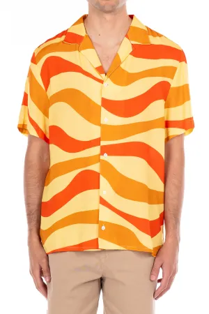 Rayon Short Sleeve Shirt - Tangerine/Yellow