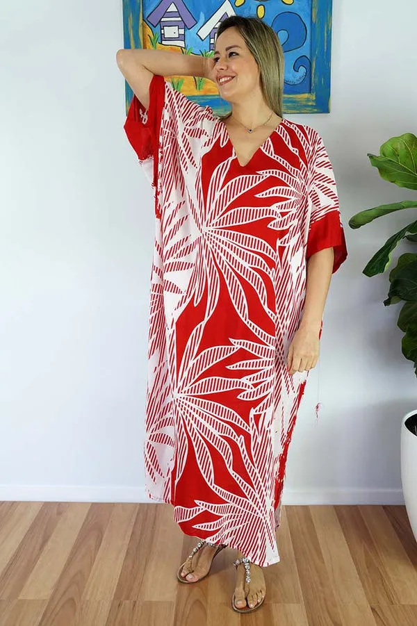 Red Maya Kaftan one size fits AU 12-26