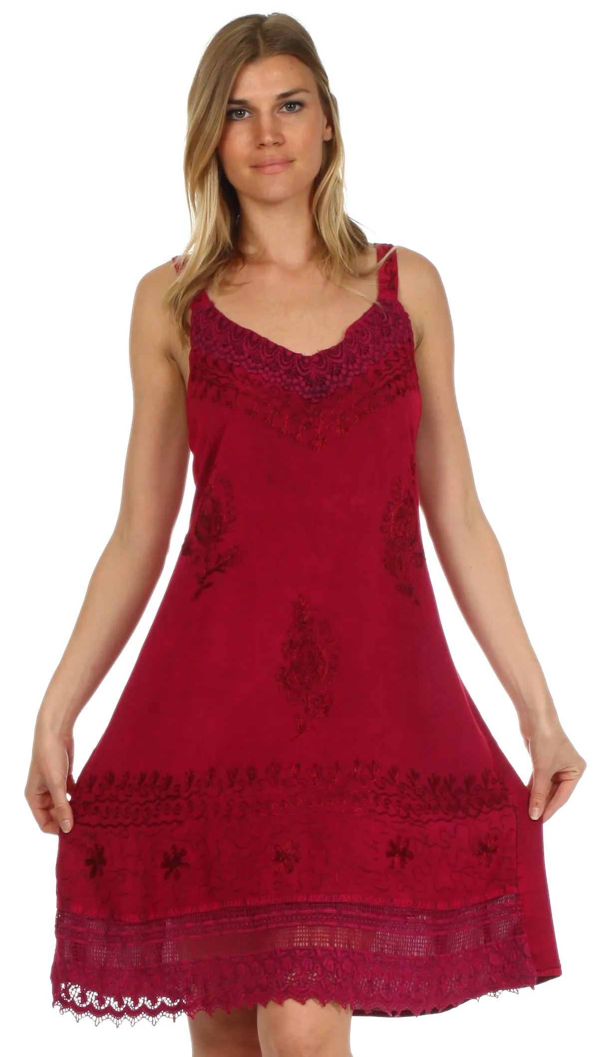 Sakkas Ramita Embroidered Rayon Dress