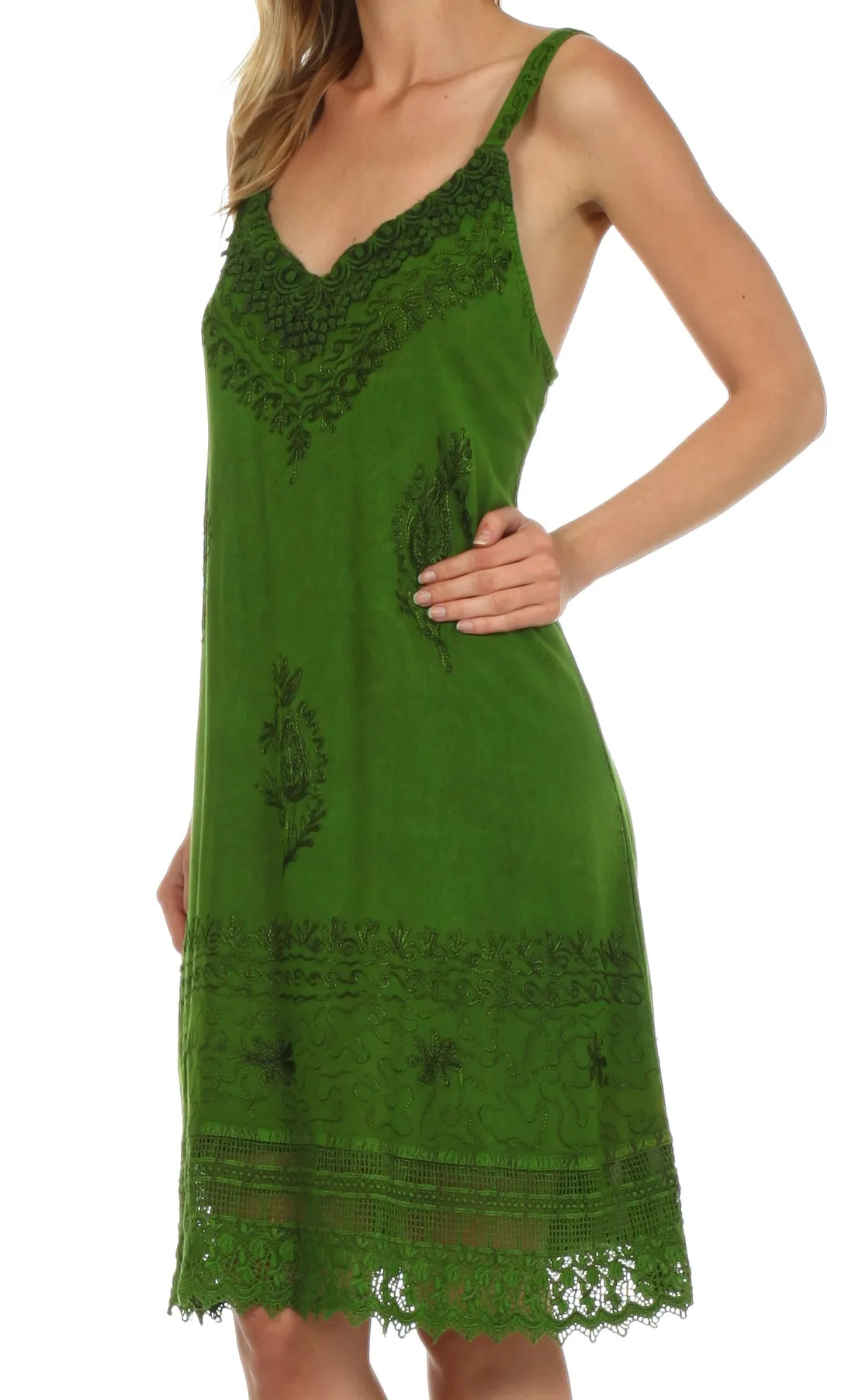 Sakkas Ramita Embroidered Rayon Dress