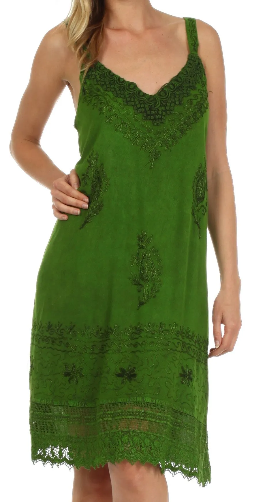 Sakkas Ramita Embroidered Rayon Dress
