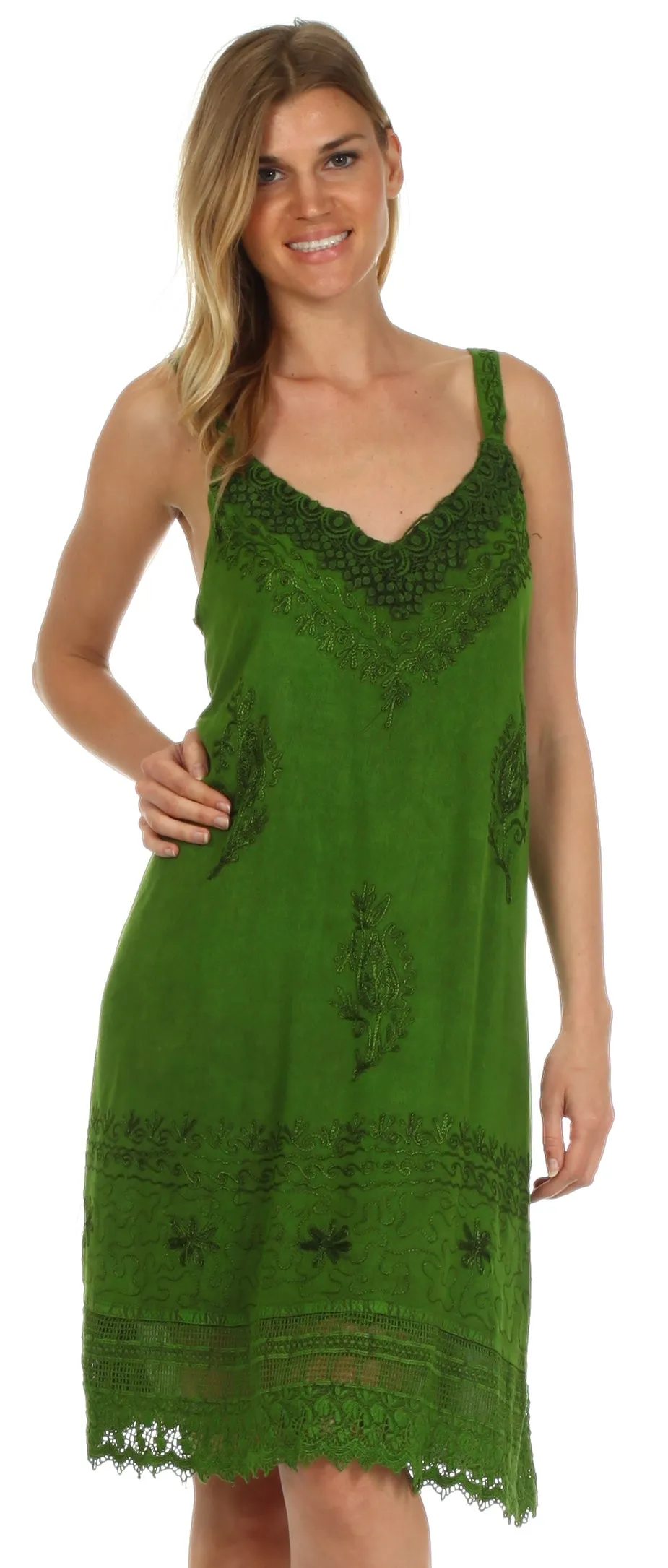Sakkas Ramita Embroidered Rayon Dress