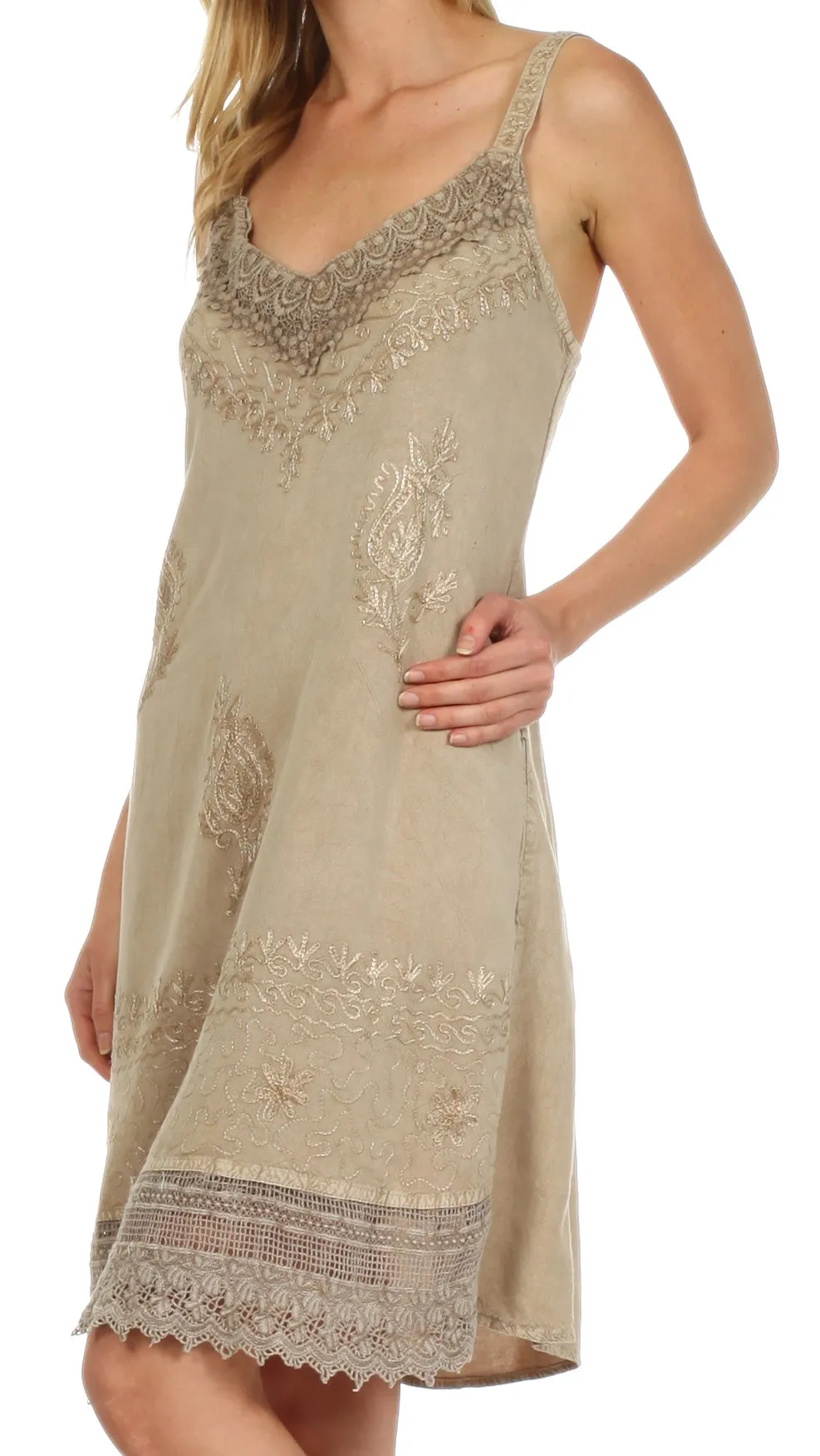 Sakkas Ramita Embroidered Rayon Dress