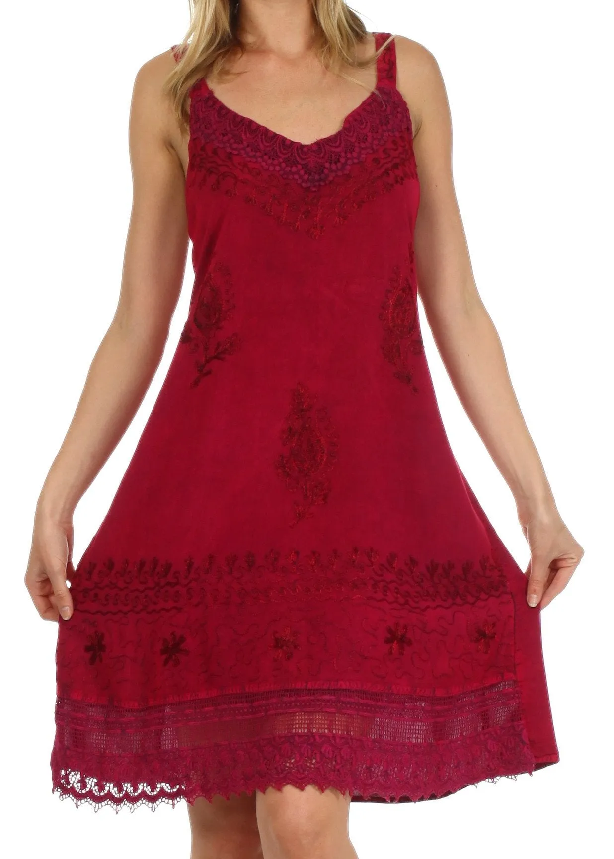 Sakkas Ramita Embroidered Rayon Dress