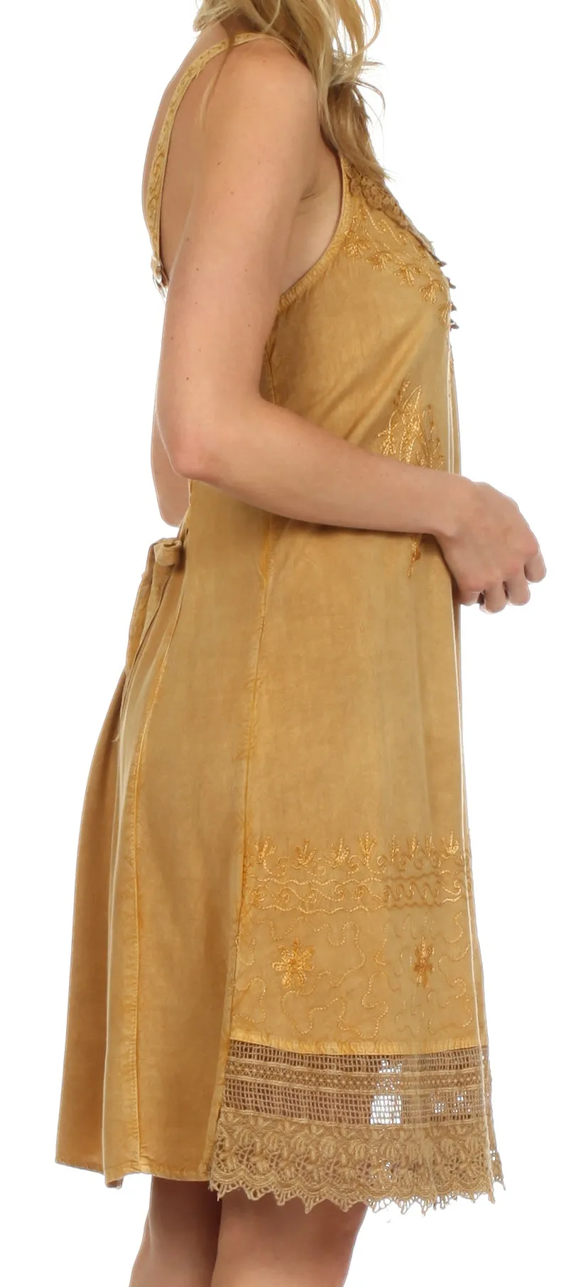 Sakkas Ramita Embroidered Rayon Dress