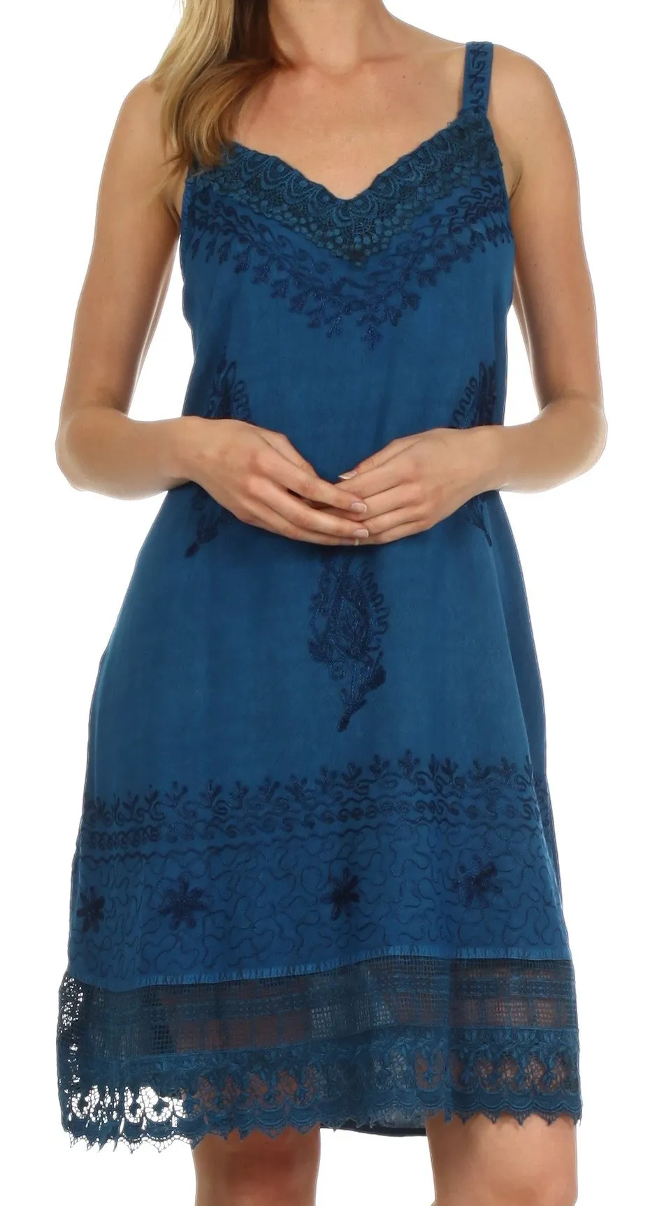 Sakkas Ramita Embroidered Rayon Dress