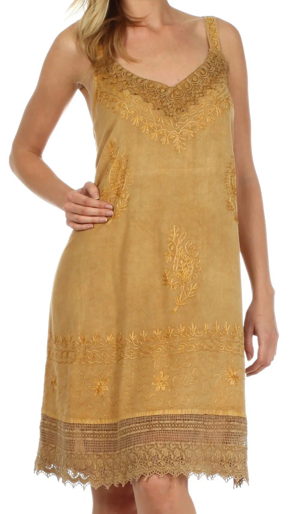 Sakkas Ramita Embroidered Rayon Dress