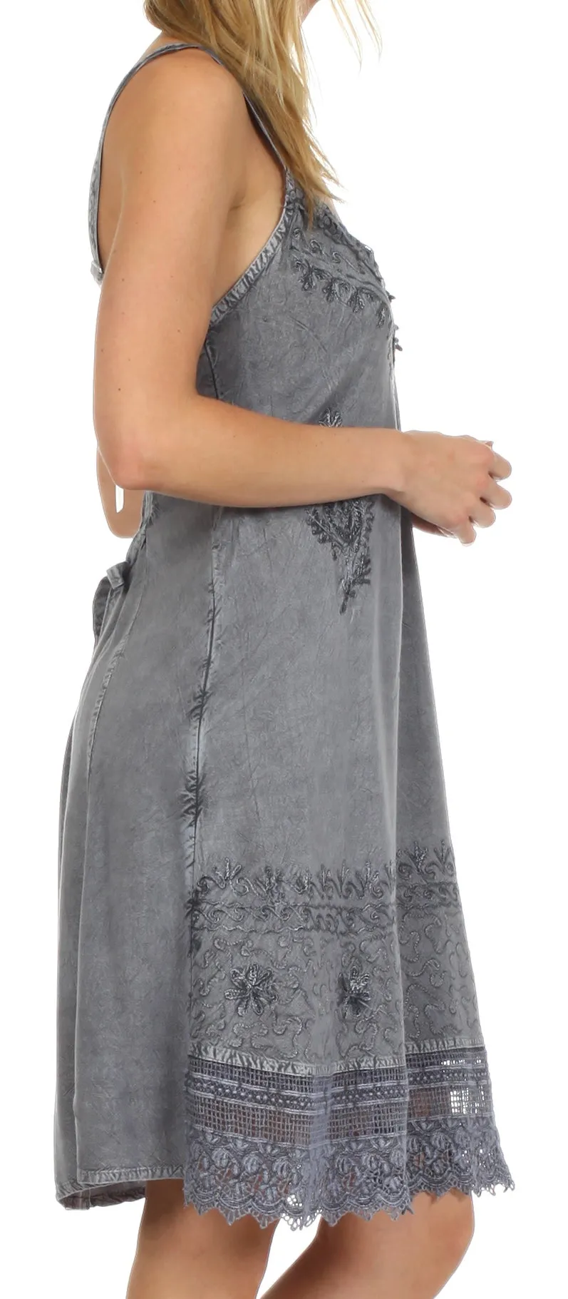 Sakkas Ramita Embroidered Rayon Dress