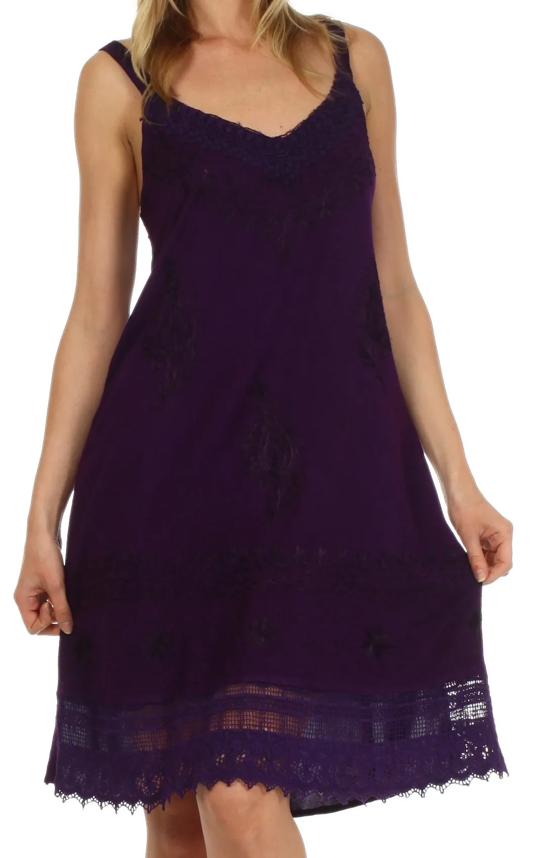 Sakkas Ramita Embroidered Rayon Dress