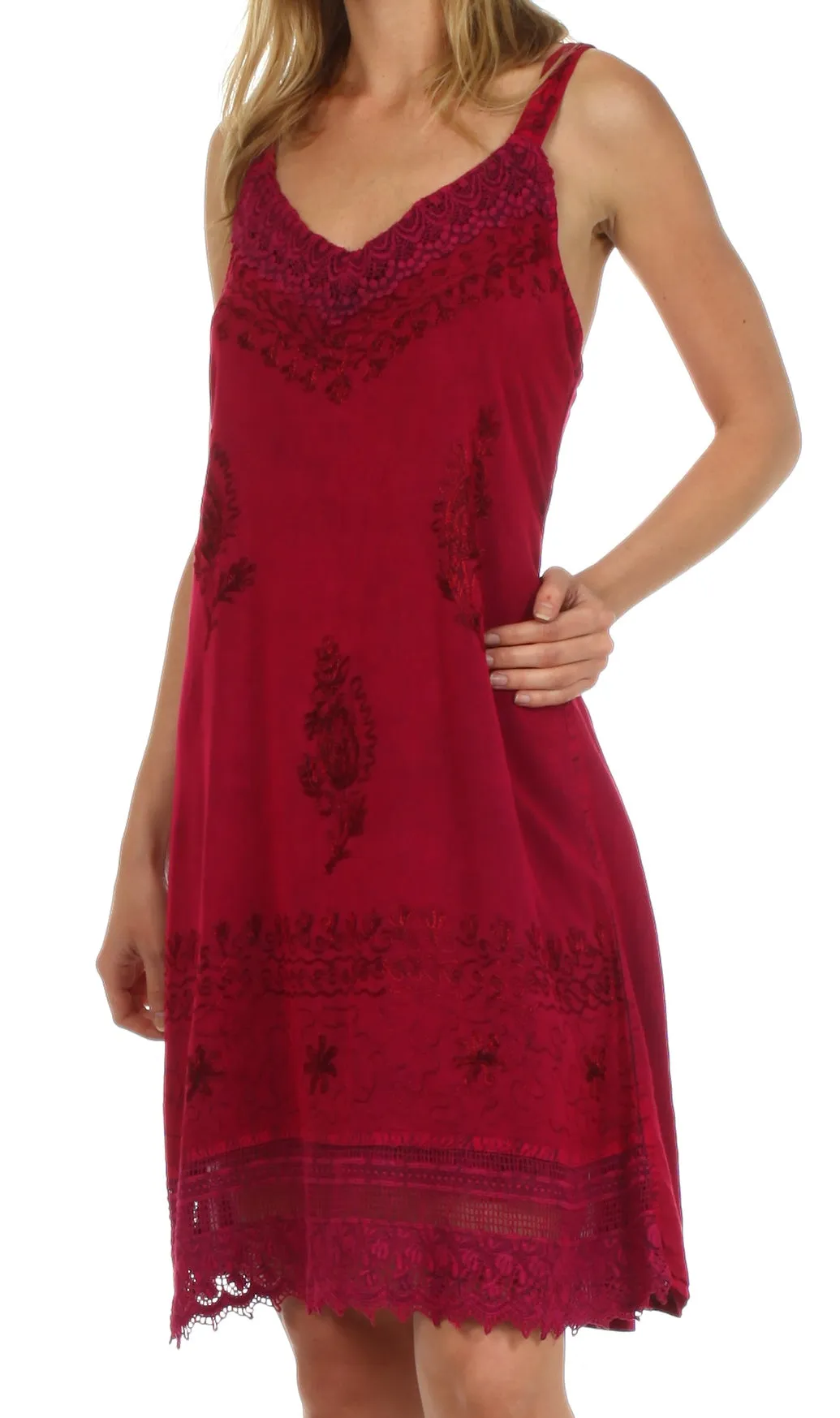 Sakkas Ramita Embroidered Rayon Dress