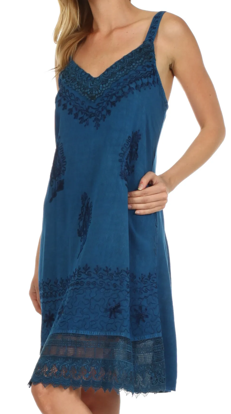 Sakkas Ramita Embroidered Rayon Dress