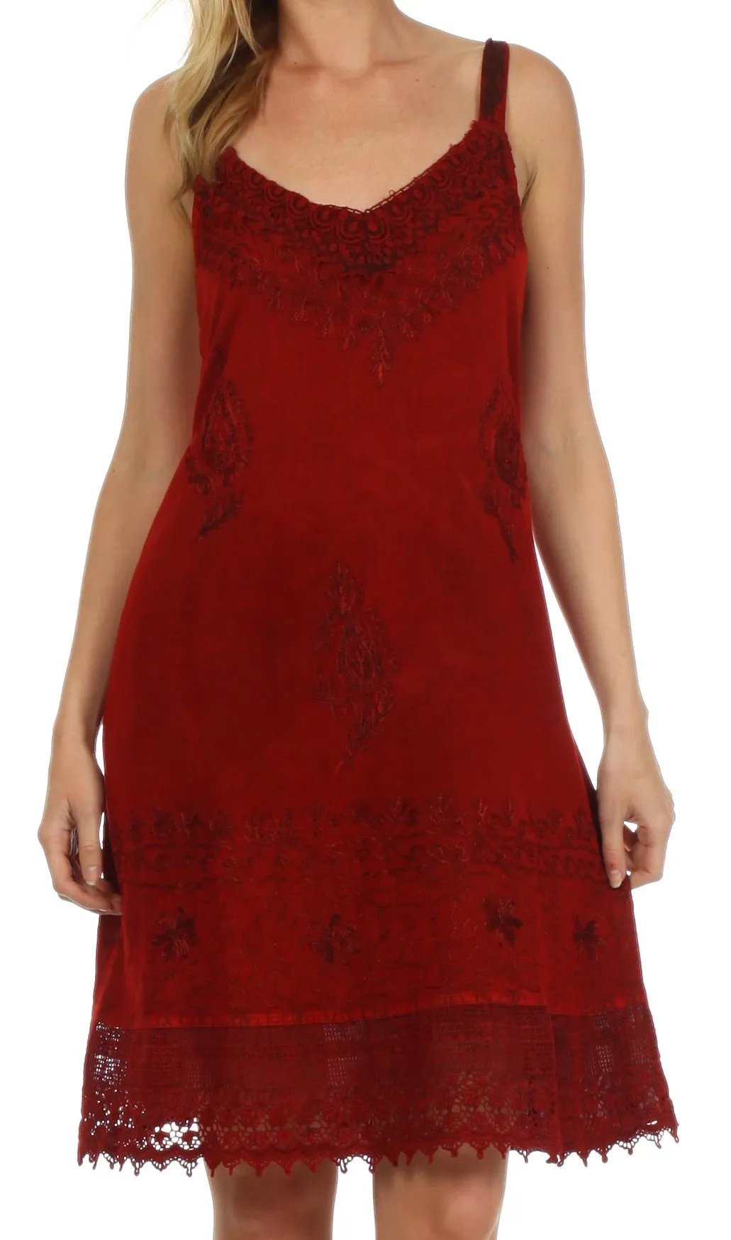 Sakkas Ramita Embroidered Rayon Dress