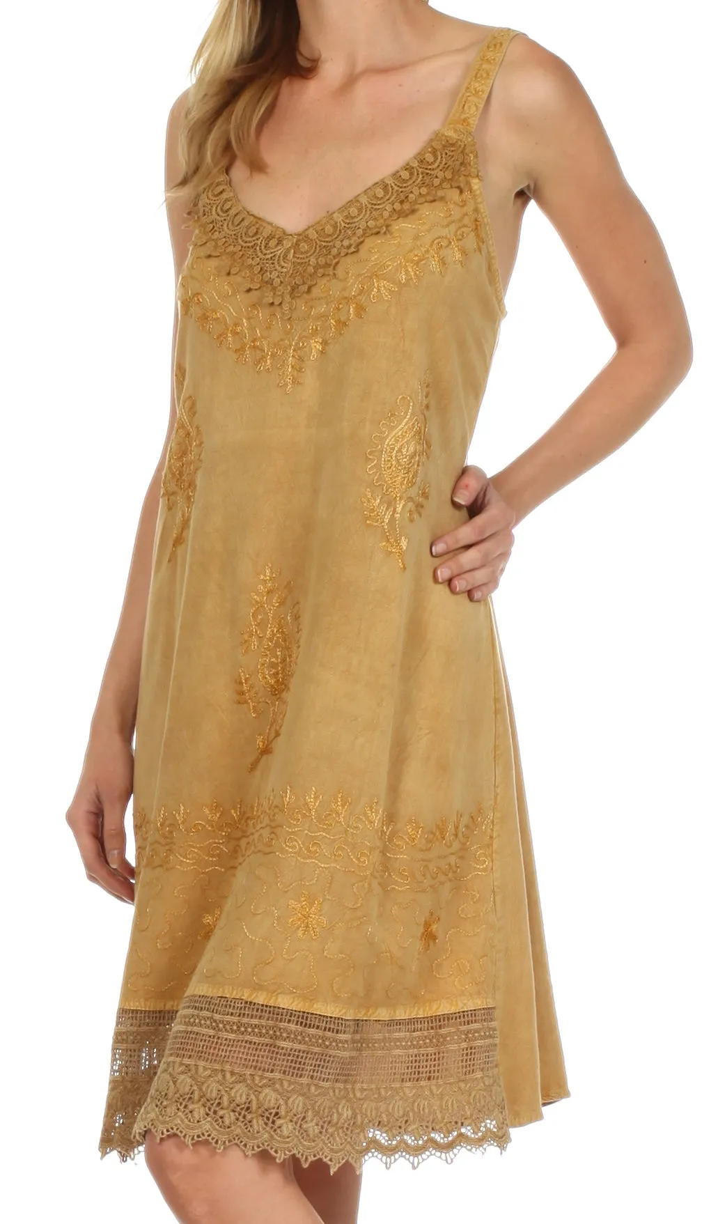 Sakkas Ramita Embroidered Rayon Dress