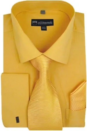 Solid Classic Dress Shirt with Tie, Hankie & French Cuffs SG27
