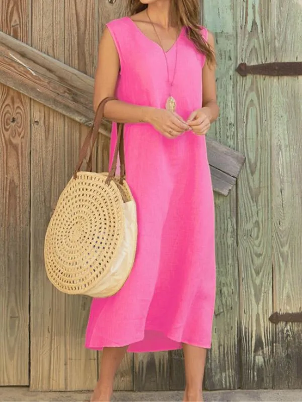 V-neck Sleeveless Maxi Dresses