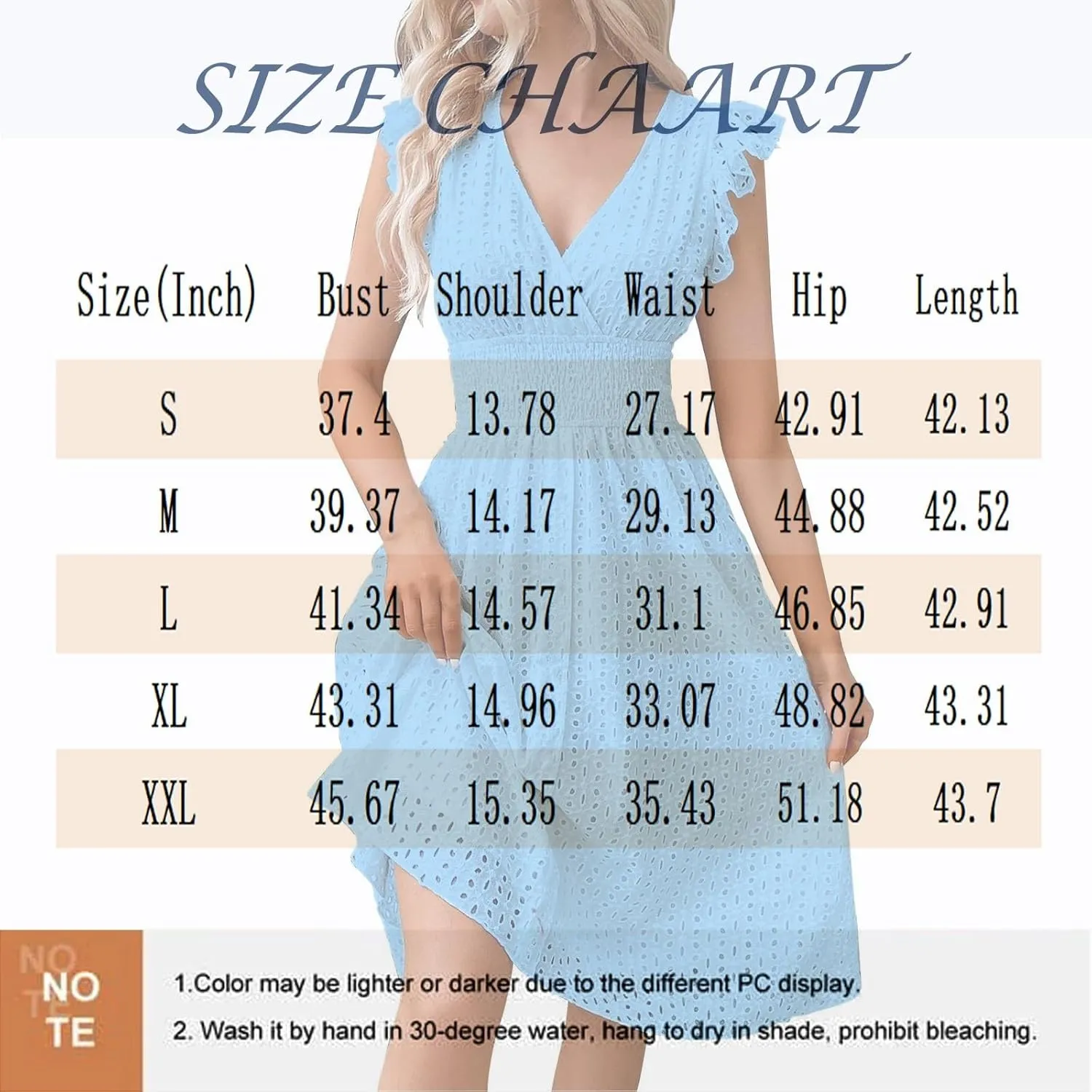 Vacation Dresses for Women 2025 Ruffle Sleeve V Neck Eyelet Lace Embroidery Midi Dress Smocked Empire Waist A Line Dress