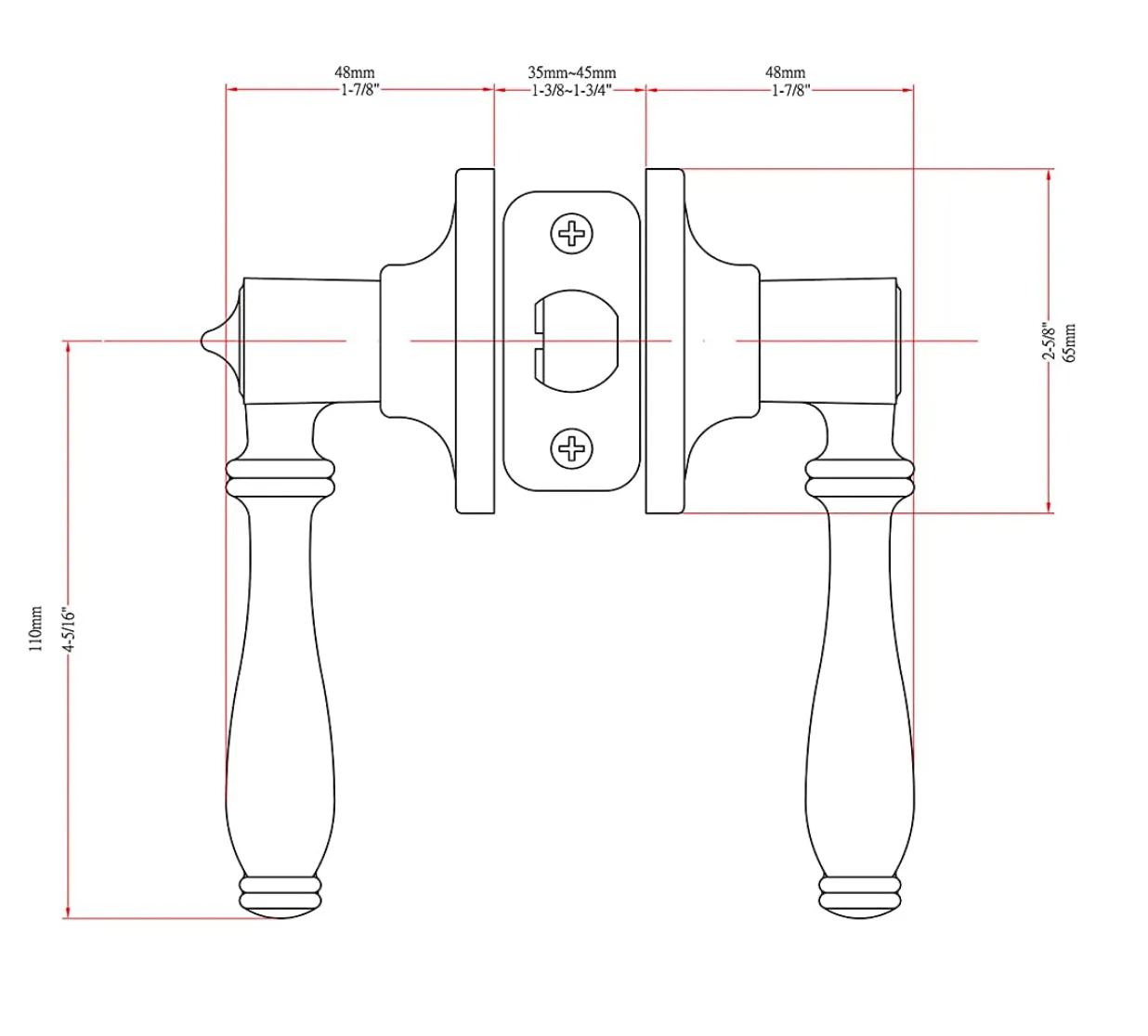 Villa Privacy Door Lever, Matte Black
