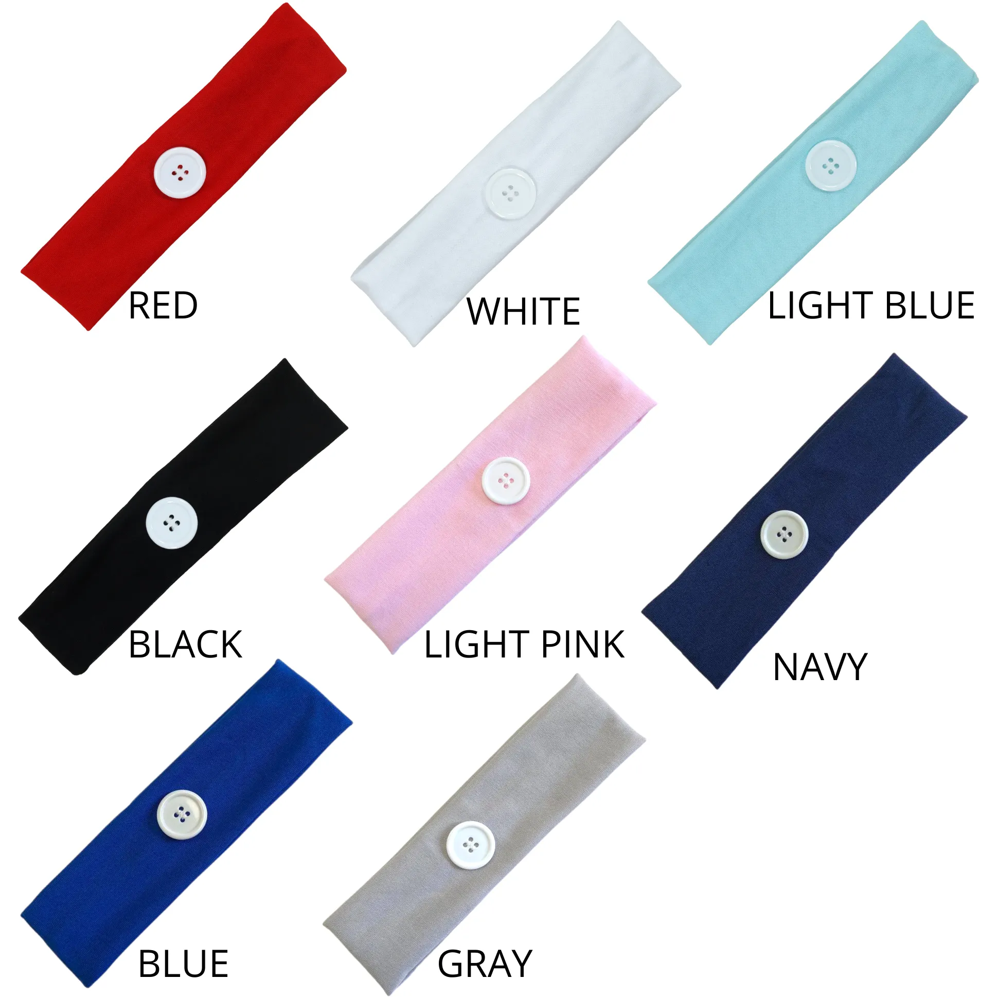 White Button Headband for Mask