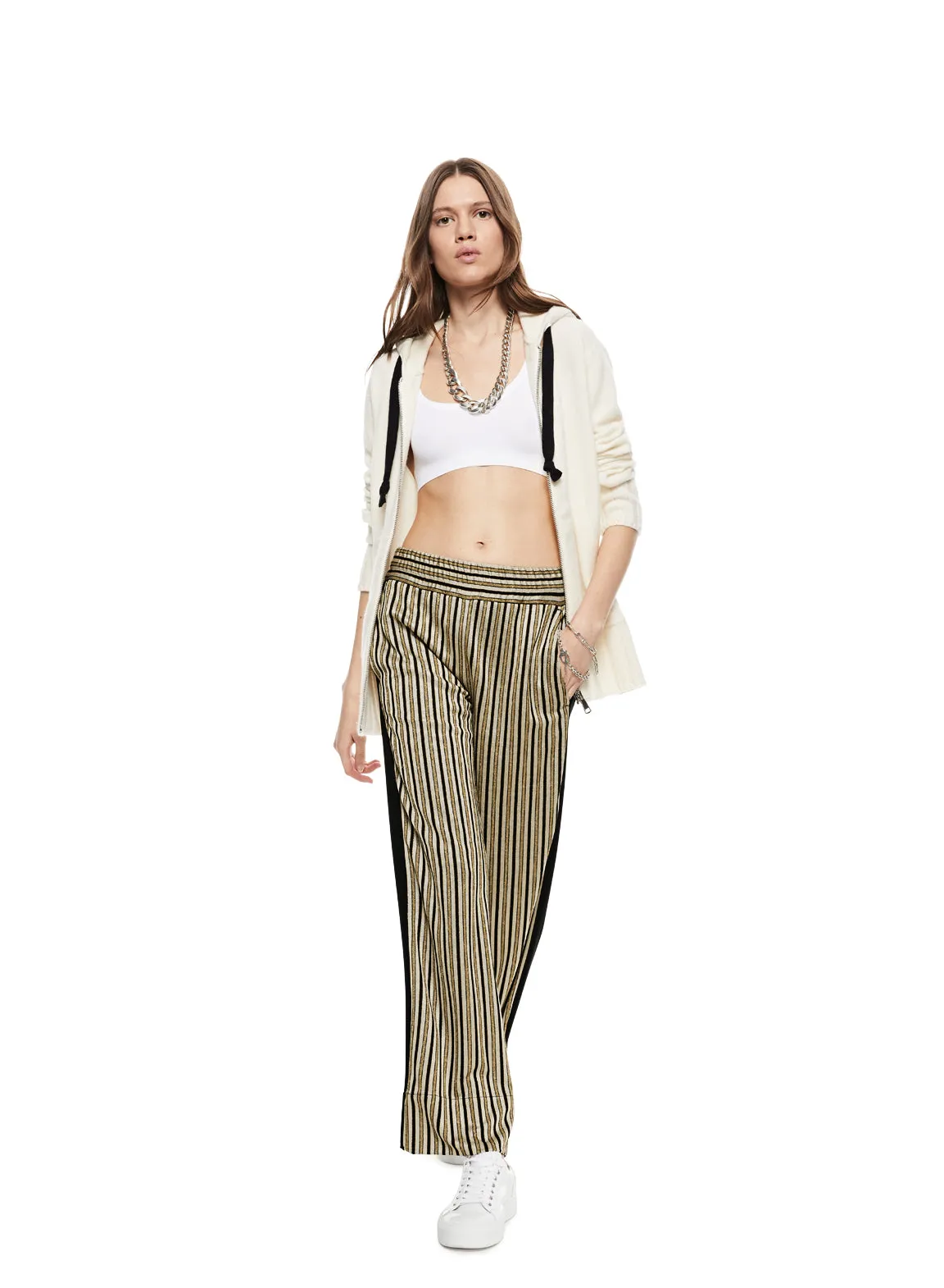 Wide Leg Track Pant (Khaki-Multi)