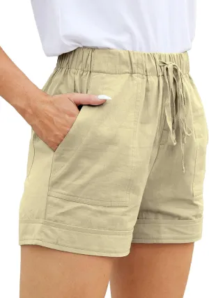 Womens Comfy Drawstring Casual Elastic Waist Pocketed Loose Fit Shorts Plus Size