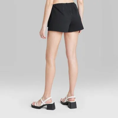 Women's Mid-Rise Woven Wrap Skort - Wild Fable Black Wash XXS
