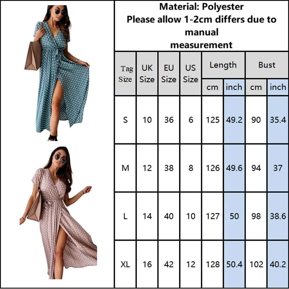 ZALEE  Women's Polka Dot Split Front Summer Casual Dress