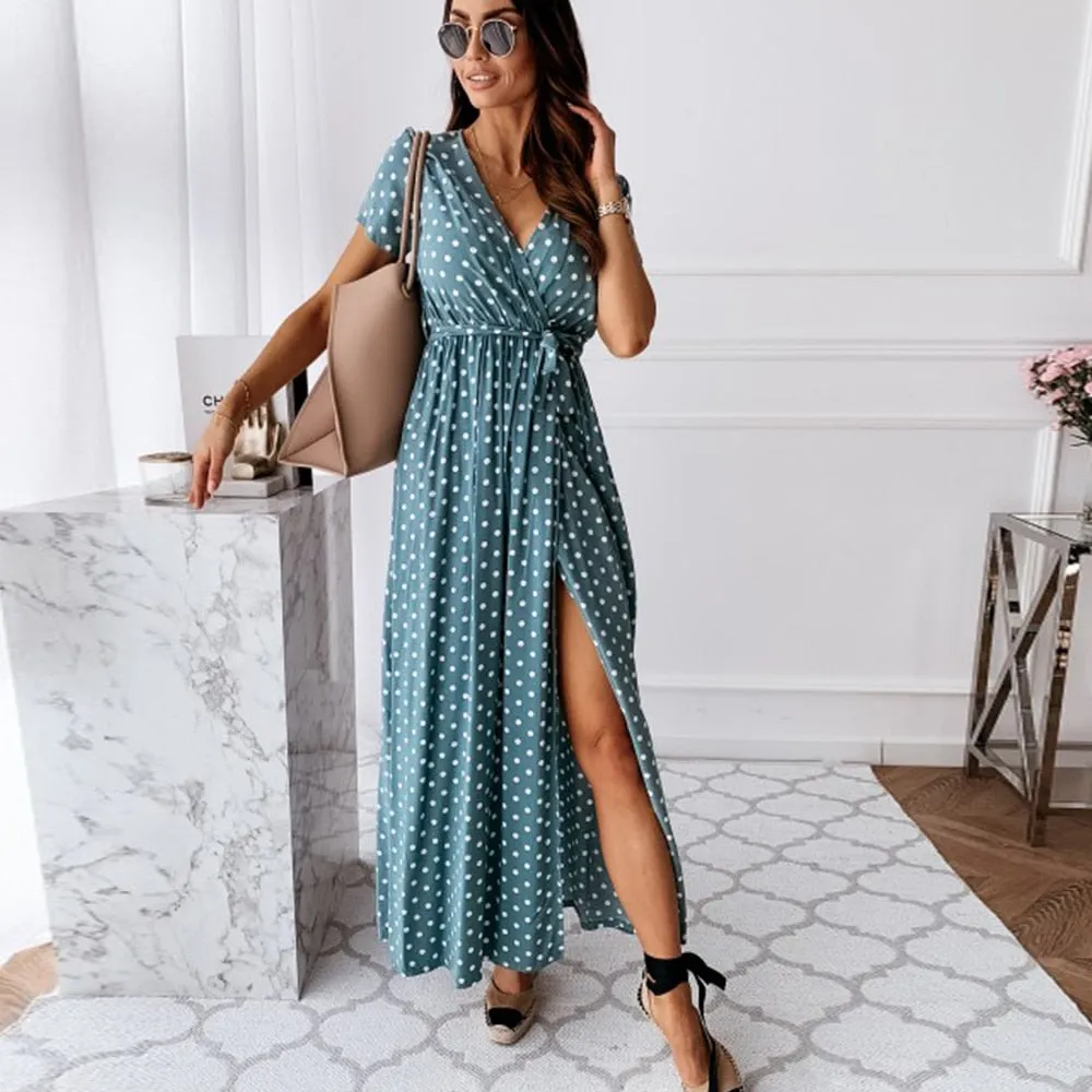 ZALEE  Women's Polka Dot Split Front Summer Casual Dress