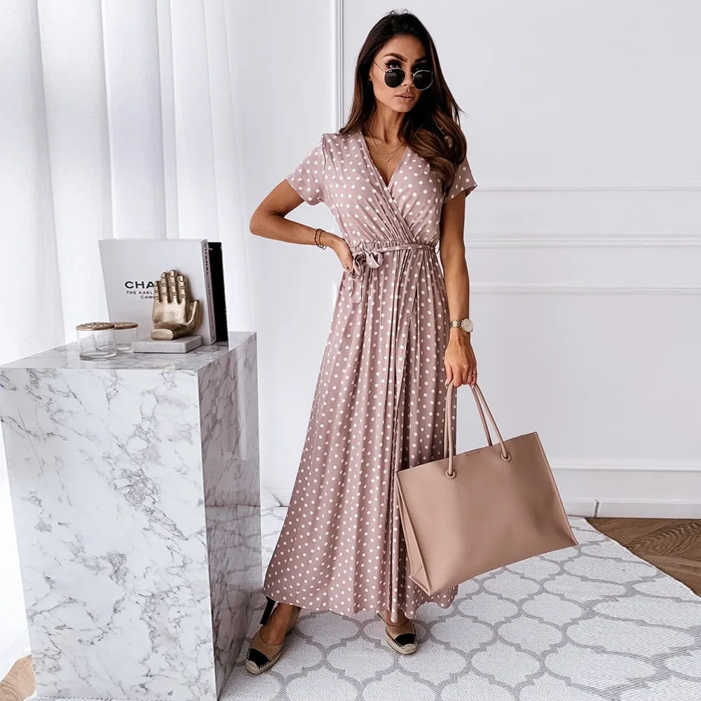 ZALEE  Women's Polka Dot Split Front Summer Casual Dress