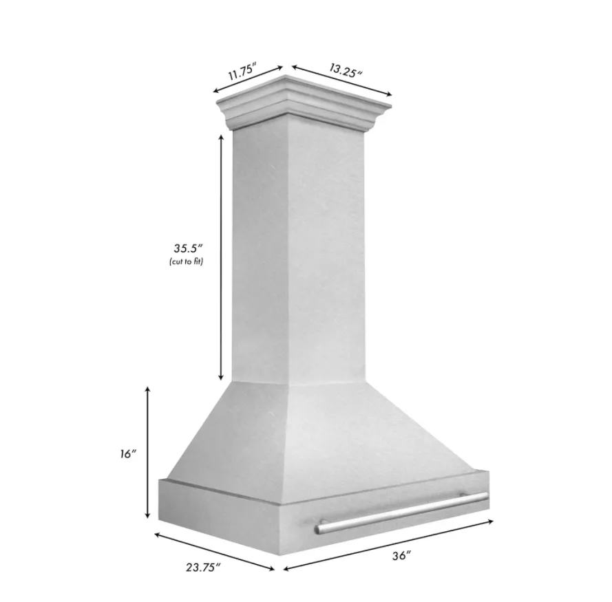 ZLINE 36" Autograph Edition DuraSnow® Stainless Steel Range Hood with White Matte Shell and Matte Black Handle (8654SNZ-WM36-MB)