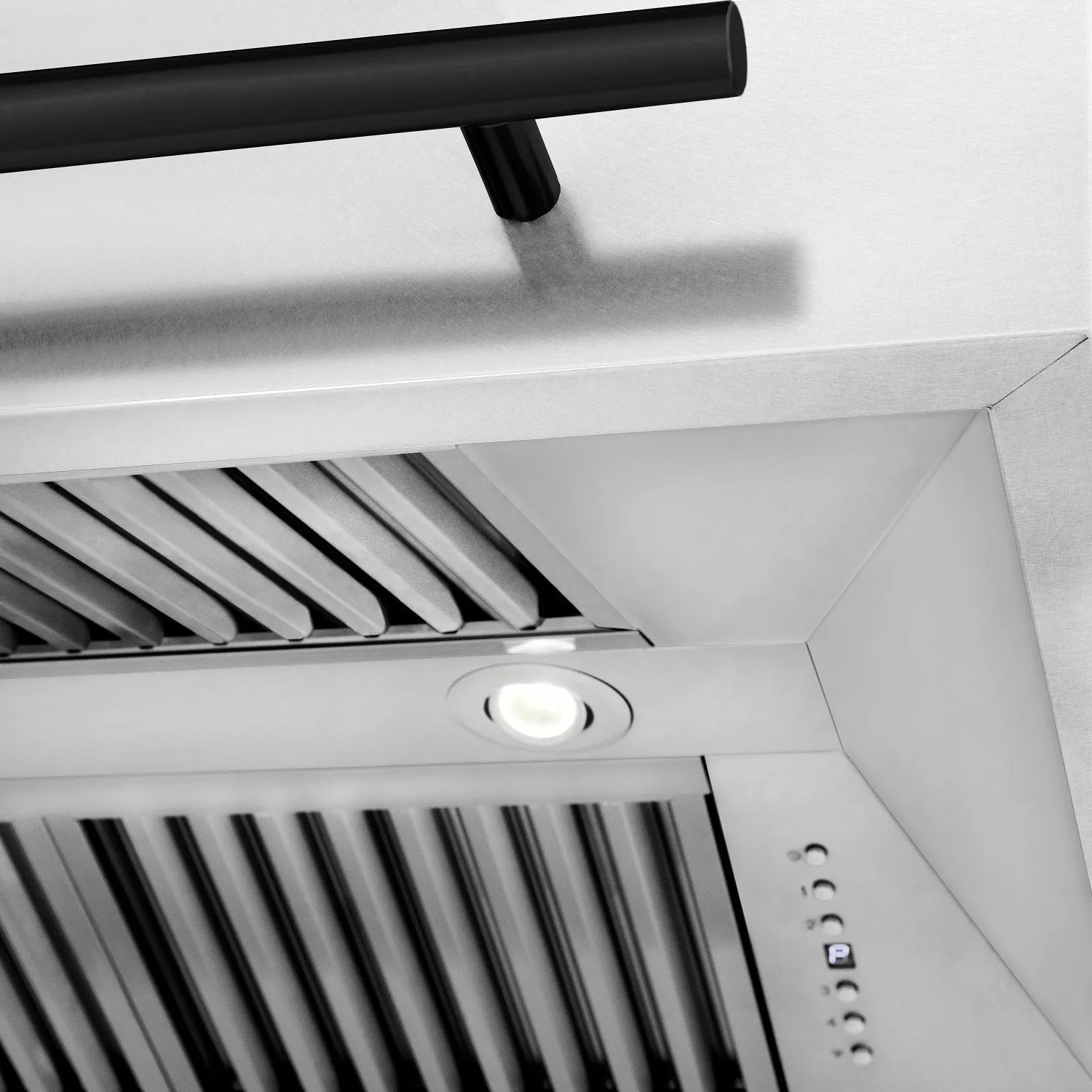 ZLINE 36" Autograph Edition DuraSnow® Stainless Steel Range Hood with White Matte Shell and Matte Black Handle (8654SNZ-WM36-MB)